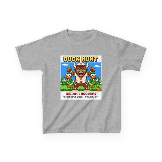 Kids Tee — 'Duck Hunt' Indiana Hoosiers Retro Game Design (Peach Bowl 2026)