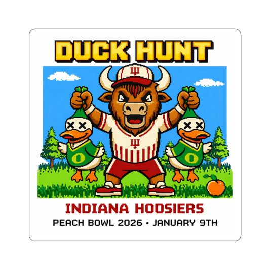 Indiana Hoosiers 'Duck Hunt' Kiss-Cut Sticker — Peach Bowl 2026 (Jan 9)