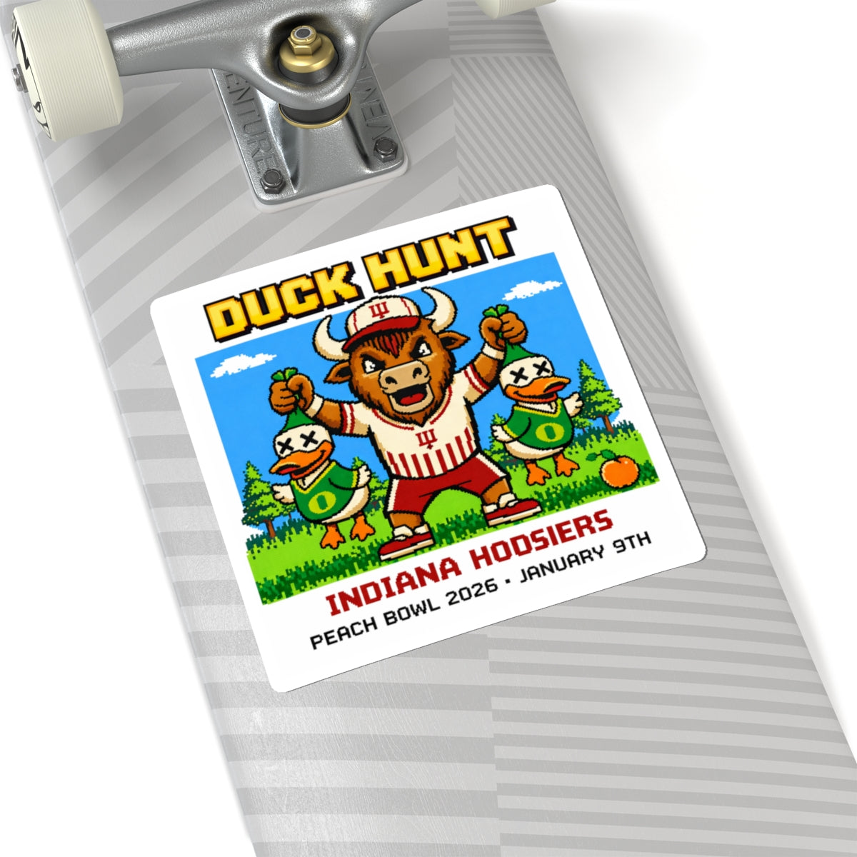 Indiana Hoosiers 'Duck Hunt' Kiss-Cut Sticker — Peach Bowl 2026 (Jan 9)