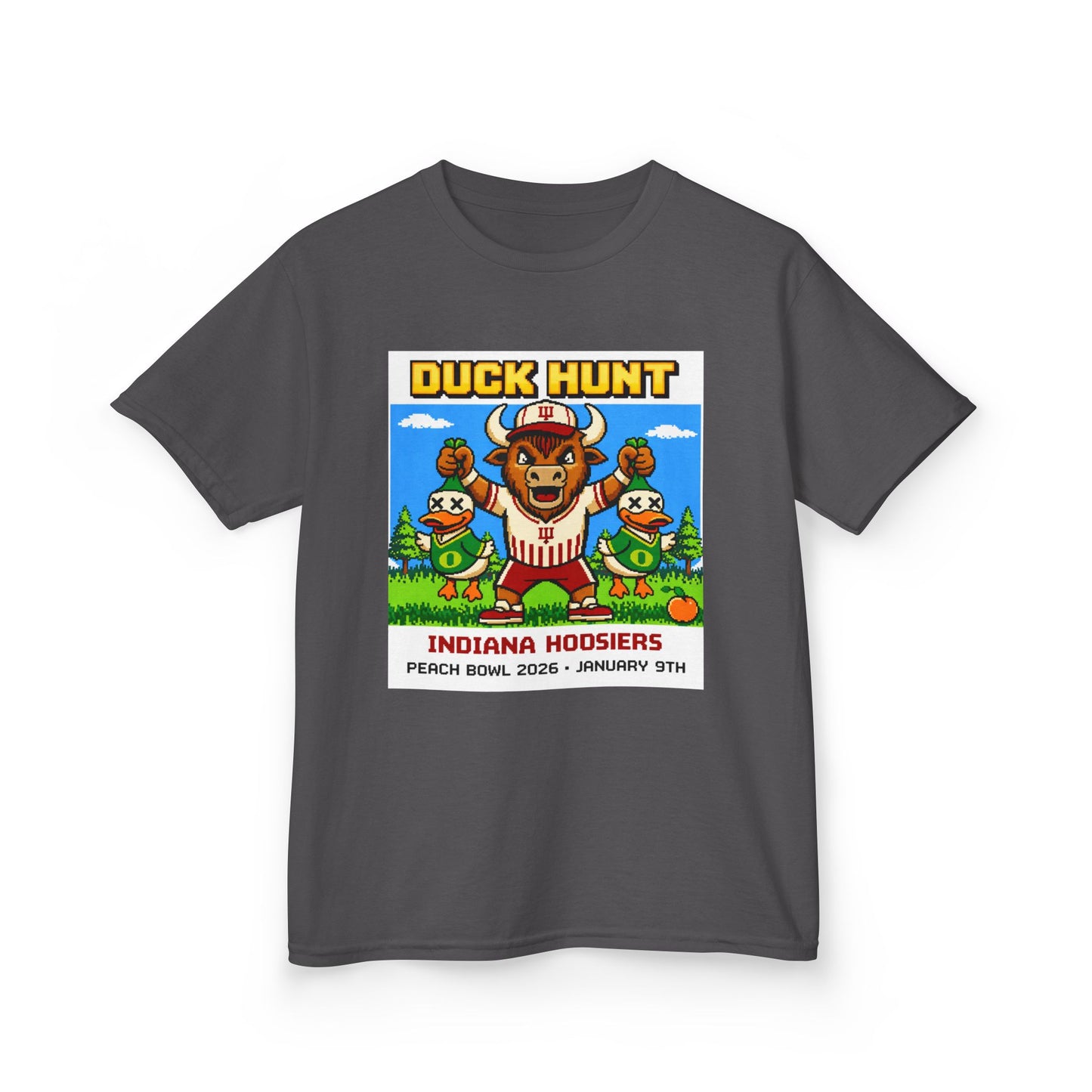 Kids Tee — 'Duck Hunt' Indiana Hoosiers Retro Game Design (Peach Bowl 2026)
