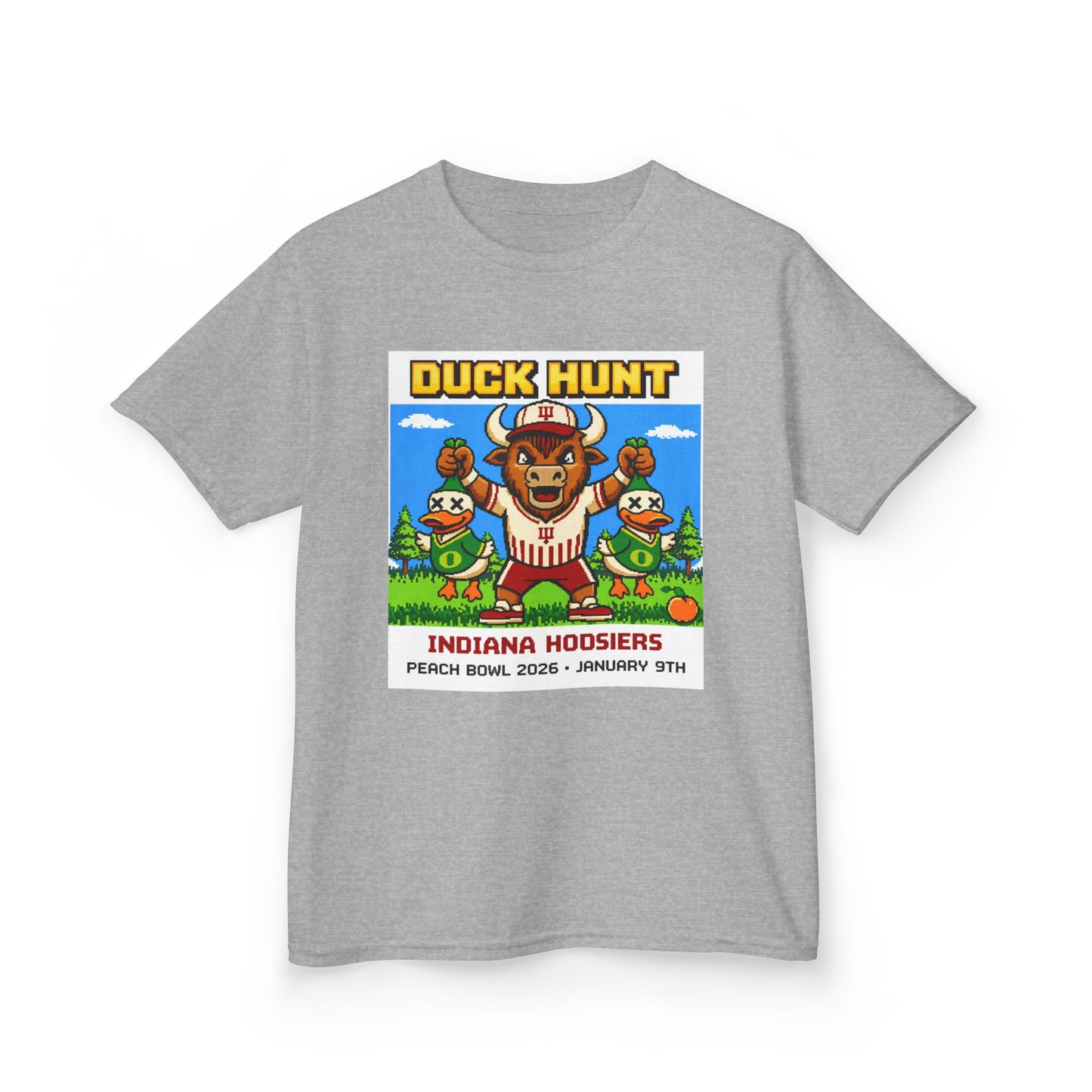 Kids Tee — 'Duck Hunt' Indiana Hoosiers Retro Game Design (Peach Bowl 2026)