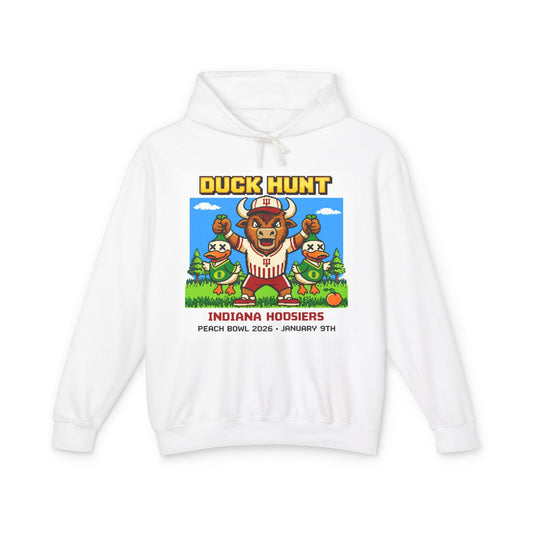 Duck Hunt Indiana Hoosiers Hoodie — Peach Bowl 2026 Commemorative Sweatshirt